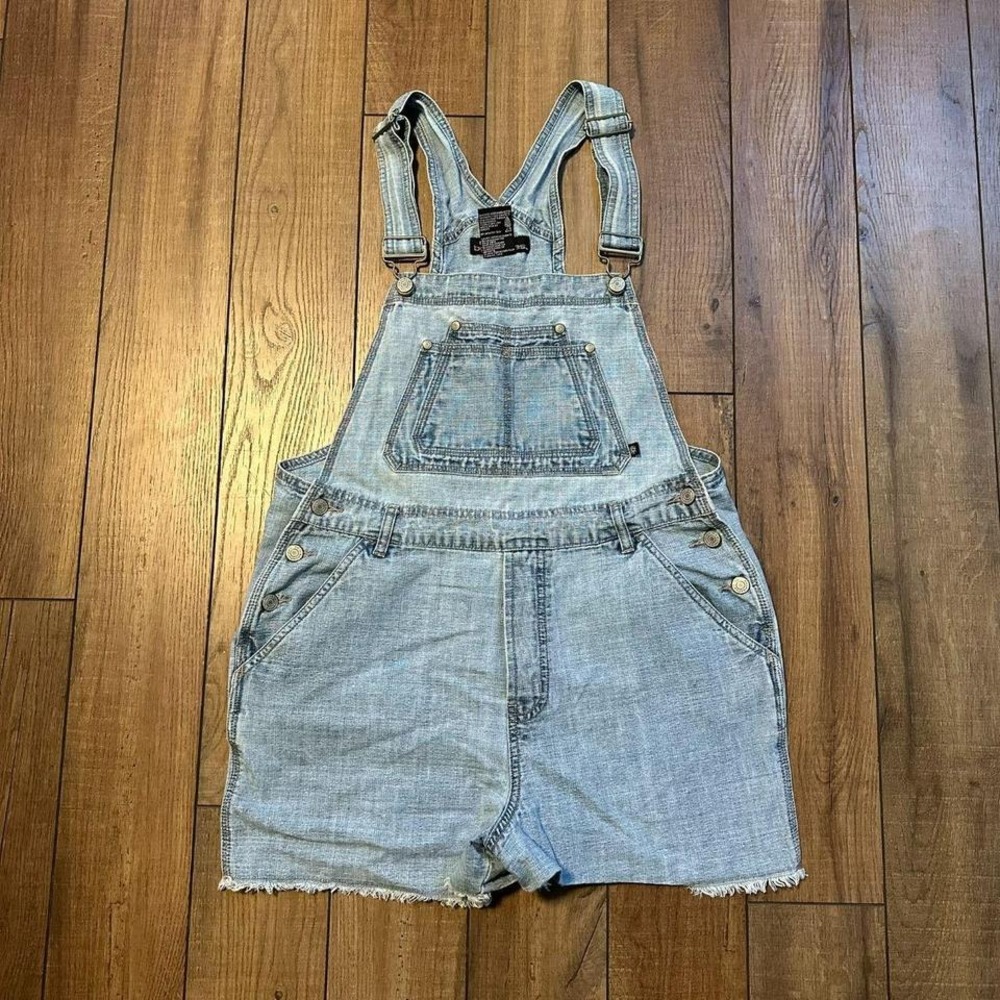 Vintage No Boundaries Shortalls Women's Large Denim Shorts Overalls‎